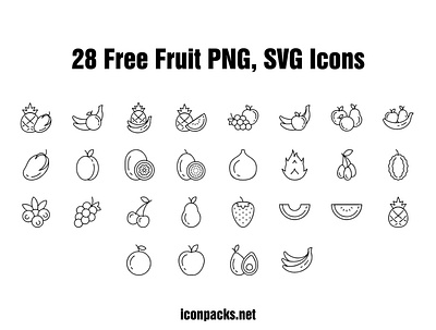 28 Free Fruits SVG, PNG Icons design free icons free resources freebies icon pack icon set icons illustration png icons svg icons