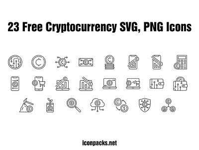 23 Free Cryptocurrency SVG, PNG Icons design free resources freebies icon pack icon set icons illustration png icons svg icons vector