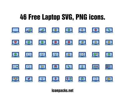 46 Free Laptop, Notebook SVG, PNG icons. design free resources freebies icon pack icon set icons illustration png icons svg icons vector