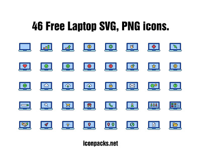 46 Free Laptop, Notebook SVG, PNG icons.