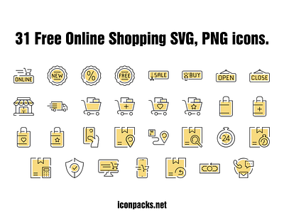 31 Free Online Shopping SVG, PNG Icons. free icons free resources freebies icon pack icon set icons png icons svg icons vector