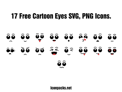 17 Cute Cartoon Eyes SVG, PNG Icons.