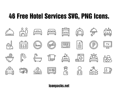 46 Free Hotel Services SVG, PNG Icons free resources freebies graphic design hotel hotel services icon pack icon set icons png icons svg icons vector