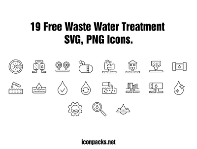 19 Waste Water Treatment Outline SVG, PNG Icons free free resources freebies icon pack icon set icons png icons svg icons