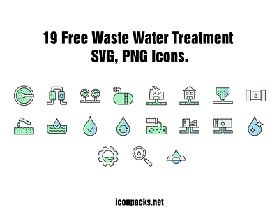 19 Waste Water Treatment SVG, PNG Icons. design free resources freebies icon pack icon set icons plant png icons svg icons vector waste water water treatment