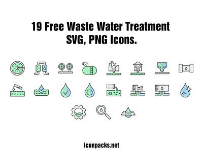 19 Waste Water Treatment SVG, PNG Icons.