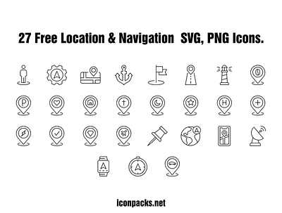 27 Free Location And Navigation SVG, PNG Icons. design free resources freebies icon pack icon set icons png icons svg icons vector
