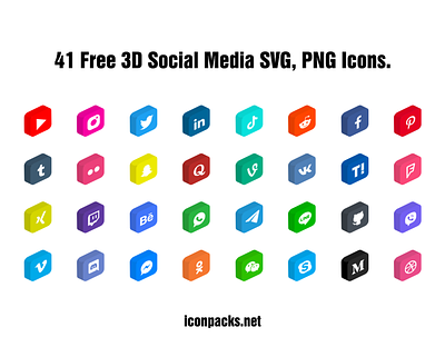 Free 3d Social Media Logos SVG, PNG Icon Set free free resources freebies icon pack icon set icons png icons svg icons vector
