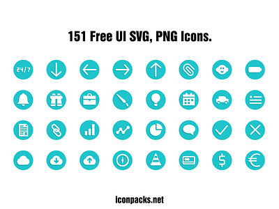 151 User Interface SVG, PNG Icons