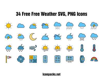 Free Weather SVG, PNG Icon Set download free resources freebies icon pack icon set icons meteorology png icons svg icons vector weather
