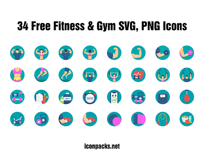 34 Free Fitness & Gym SVG, PNG Icons