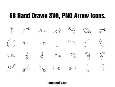 58 Hand Drawn SVG, PNG Arrow Icons arrow free resources freebies icon pack icon set icons png icons svg icons