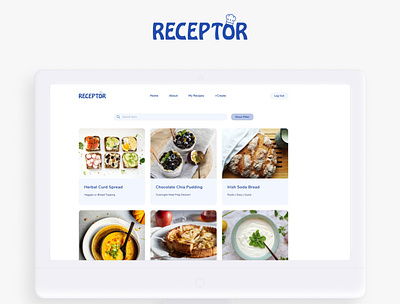 Receptor > Recipe App > UI Design chef blog food food app food blog food logo logo recipe recipe app ui ui design uidesign web webdesign