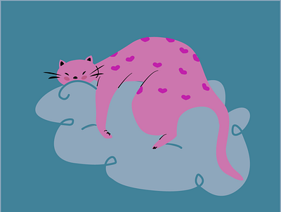 CAT ON A CLOUD art design flat graphic design illustration illustrator minimal vector web website