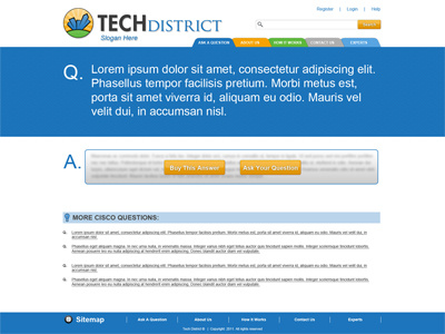 Tech District Question Page tab navigation web design