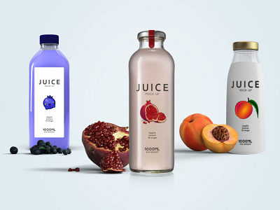 Plastic Juice Bottle Label Mockup mockup modern psd