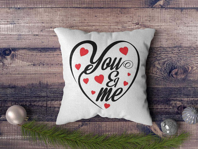 Free You & Me Cushion Mockup 3d animation branding cushion design download mockup free graphic design heart heartshape illustration logo love mockup modern new shape ui vector