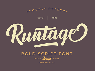 Runtage Bold Script advertisement branding classic classy elegant logo merchandise modern retro social media post typography vintage