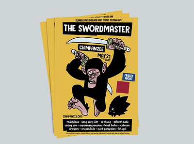 The Swordmaster Poster animal art artwork character design chimpanzee design doodle drawing flyer graphic illustration poster