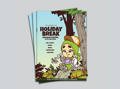 Holiday Break Poster artwork cartoon character character design design doodle envato envatomarket flyer girl graphic graphicriver holidaybreak illustration maascot media nature poster reading web