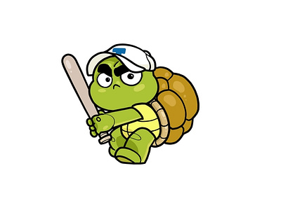 Baseball Turtle animal artwork baseball cartoon character character design cute design doodle envato envatoelements graphic illustration reptile sport tortoise vector