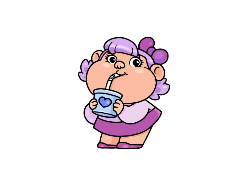 Chubby Girl artwork big cartoon character character design chubby cute design drinking envato envatoelements fat female girl graphic illustration vector