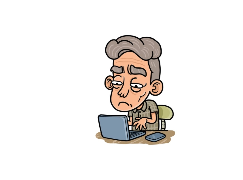 Old man on laptop