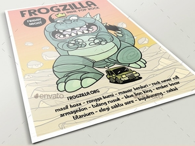 Frogzilla Poster gaijin mosnter king godzilla poster illustration graphicriver flyer graphic design envatomarket character design