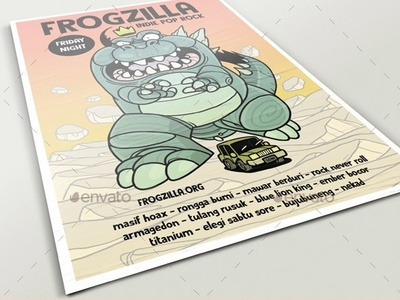 Frogzilla Poster character design design envatomarket flyer gaijin godzilla graphic graphicriver illustration king mosnter poster