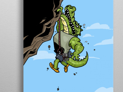 Croco The Rock Climber mountain climb climber crocodile animal displate wallpaper artwork drawing doodle poster illustration graphic character design character design