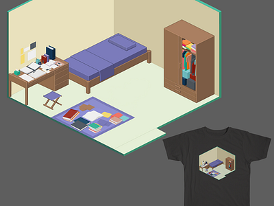 Homestay art artwork design doodle dressing furniture gienlee home homestay house illustration isometric merchandise room sale score sleep store tees threadless