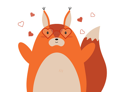 St. Valentine's Day-cute cartoon squirrel in heart glasses 2022 adobe illustrator cartoon cute design glasses graphic design heart holiday illustration love squirrel valentinesday