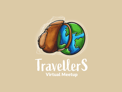 Logo Virtual Meeting for Travelers adventure backpack dribbble earth logo nature travel traveler traveling weeklywarmup