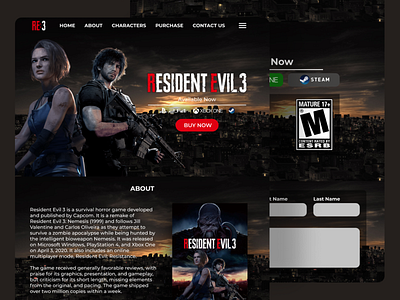 Resident Evil 3 Remake | Web Design [ReDesign]