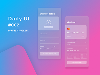 Daily UI #002 - Mobile Checkout card card design checkout checkout page daily 100 challenge daily ui daily ui 002 dailyui dailyuichallenge glassmorphism mobile app mobile ui