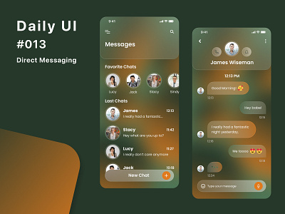 Direct Messaging - Daily UI #013 app design daily ui daily ui 013 daily ui 13 dailyui direct messaging glassmorphism mobile mobile app mobile ui ui
