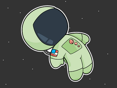 Spaceman astronaut green illustration space spacesuit