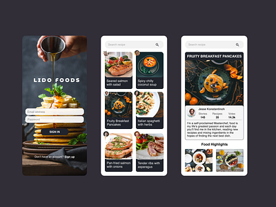 Recipe Sharing App concept cooking food product design recipe ux design visualdesign