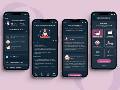 ONNA - Your Personal Bedtime Assistant app bedtime chatbot product design routine sleep app ui design ux design