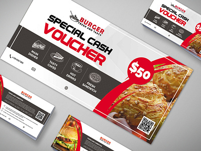 Isometric Burger Gift Voucher Design Template