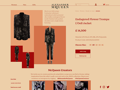 Alexander McQueen design fashion minimal shop ui ux web website xd