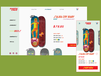 Santa Cruz branding design fashion shop shopping skateboard typography ui ux web web design xd