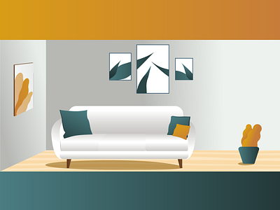 Living Room Scene design flat illustration livingroom room scene vector