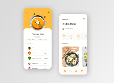 Recipe Food App - FoodWeb app design food food app mobile mobile app recipe ui uidesign ux