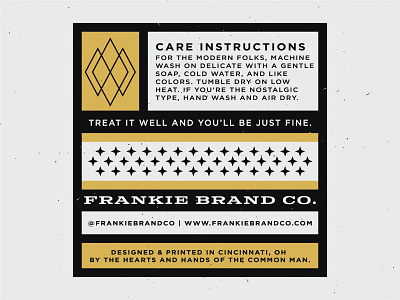 HangTag for a new Frankie Product branding cincinnati design hangtag label packaging texture typography vintage