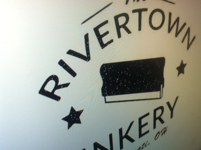 The Rivertown Inkery Logo blackandwhite cincinnati classic logo ohio squeegee stars vintage weathered worn