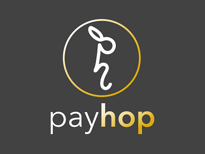 Payhop Icon And Logo Concept app circle gradient icon logo orange parking rabbit scribble startup white