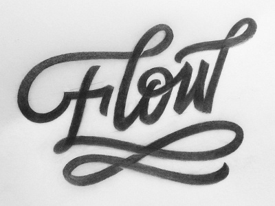 Flow calligraphy custom lettering letters pencil script type