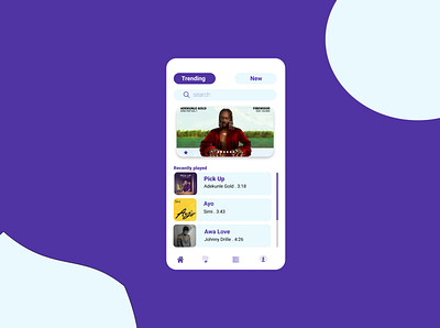 Music app home screen homepage music purple