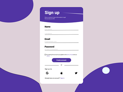 Sign up page design sign up signup page socialmedia ui